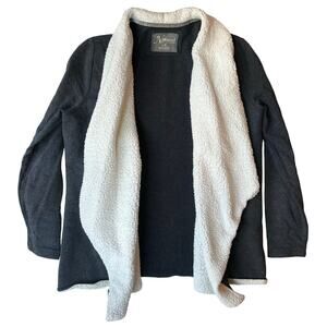 Natural Reflections Women Long Sleeve Fleece Open Jacket size L, White & Gray